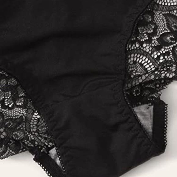 WDIRARA Women's Floral Lace Mesh Scallop Lingerie Set Bra and Bow Panty - Picture 4 of 5